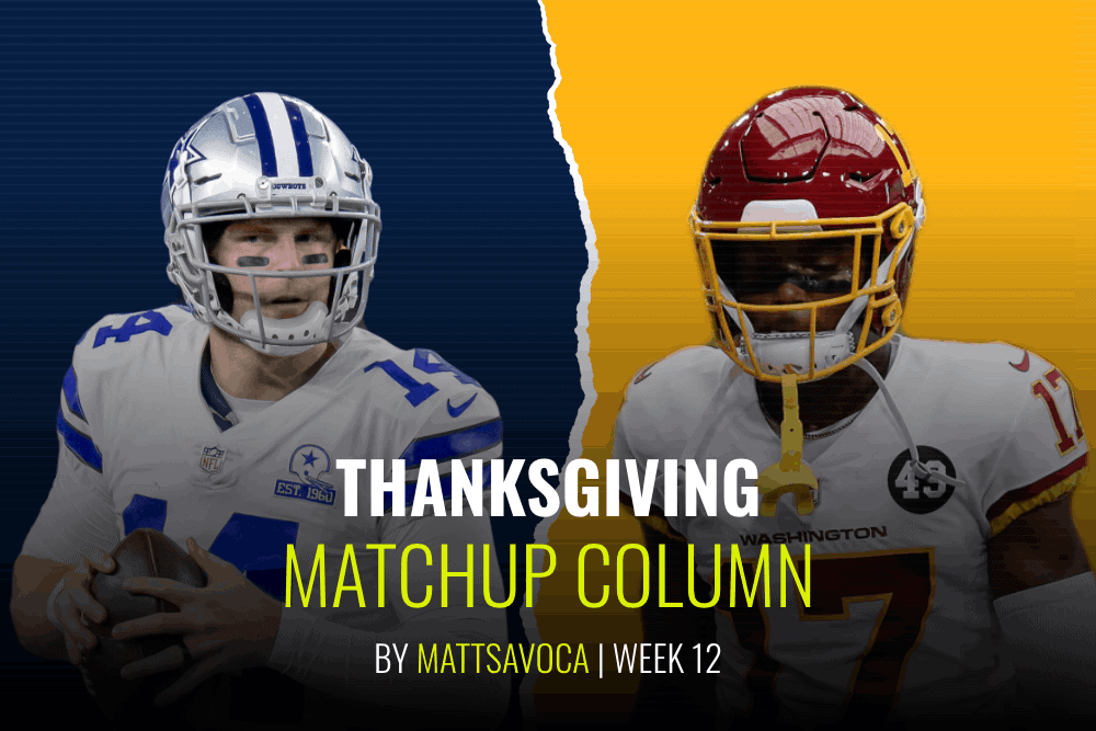 NFL DFS Cheat Sheets for FanDuel, DraftKings & Yahoo! - Thursday  Thanksgiving Slate (Week 12 2021)